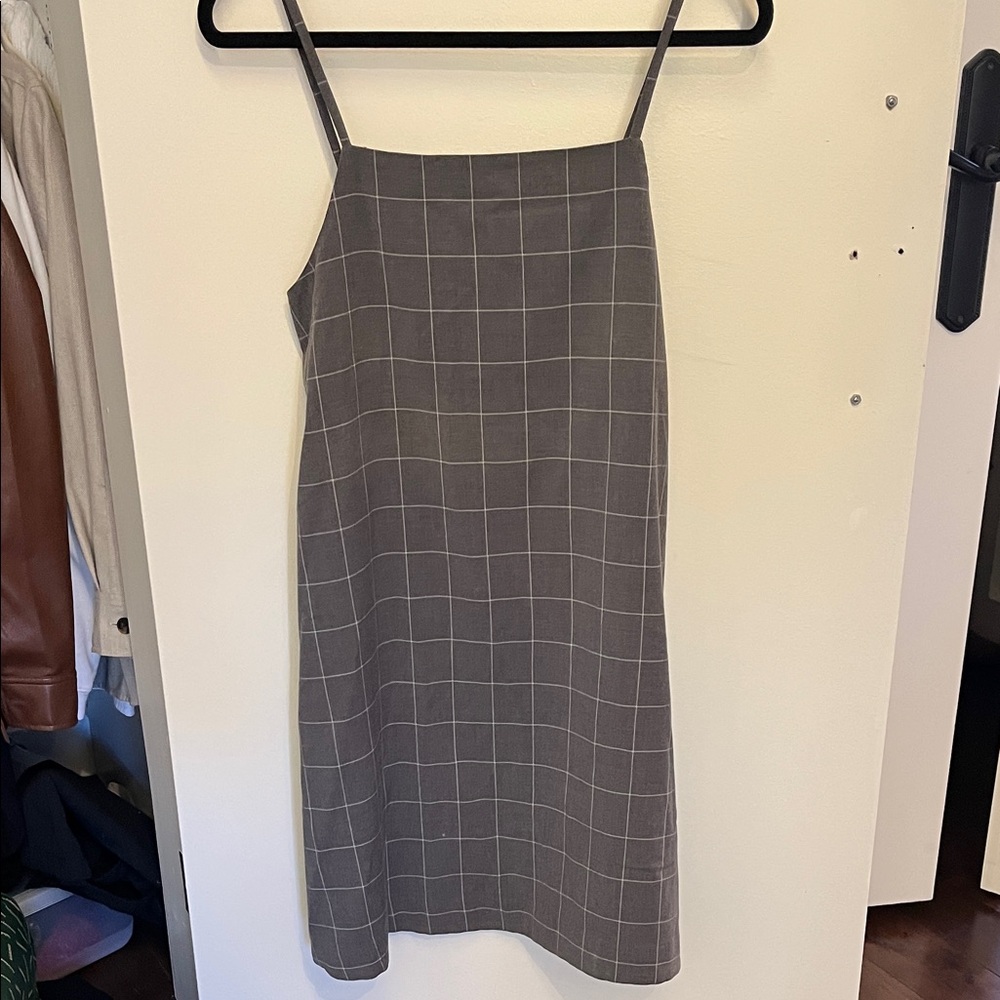 OAK + FORT Gray Checkered Women's Dress